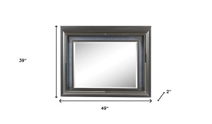 39" Gunmetal Lighted Wood Framed Mounted Dresser Mirror
