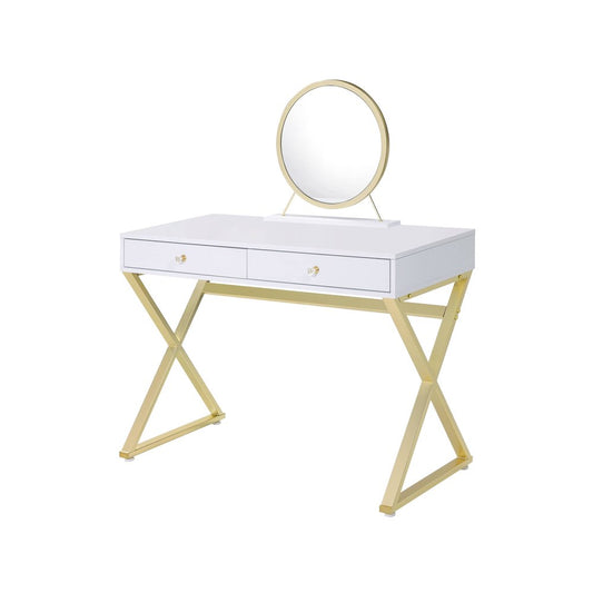 42" Mirrored Vanity Table with Mirror