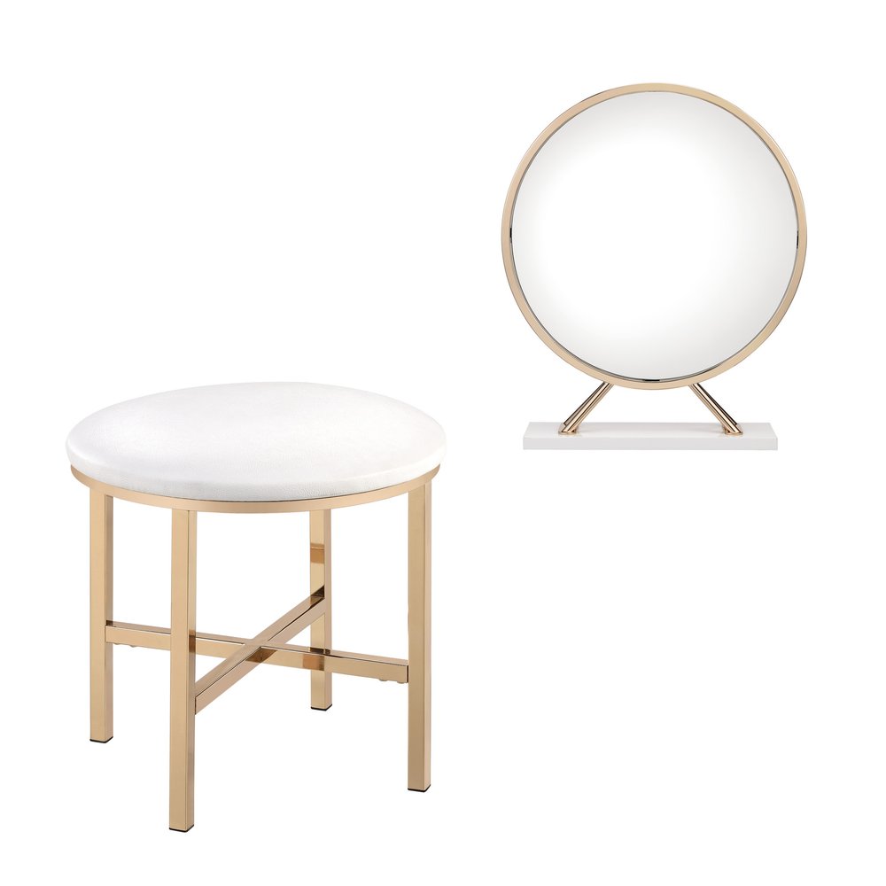 16" Metal Round Freestanding Framed Makeup Shaving Tabletop Mirror