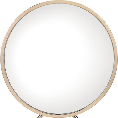 16" Metal Round Freestanding Framed Makeup Shaving Tabletop Mirror