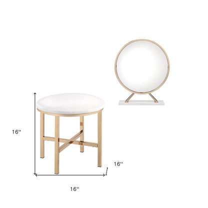 16" Metal Round Freestanding Framed Makeup Shaving Tabletop Mirror