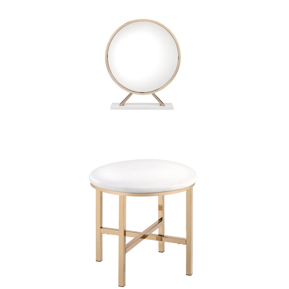 16" Metal Round Freestanding Framed Makeup Shaving Tabletop Mirror