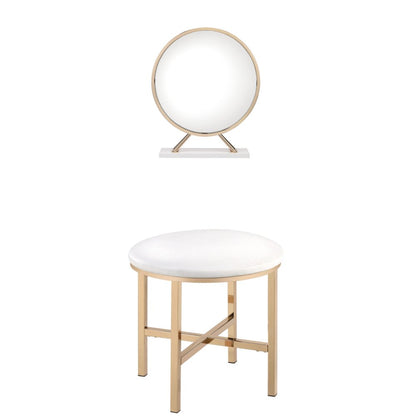 16" Metal Round Freestanding Framed Makeup Shaving Tabletop Mirror