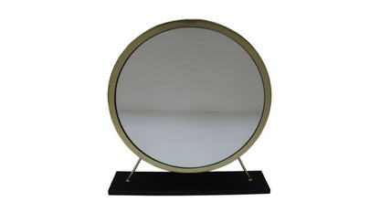 19" Brass Metal Round Freestanding Ornate Framed Makeup Shaving Tabletop Mirror