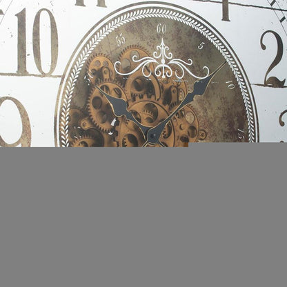 32" Circle Gold and Silver Metal and Mirror Analog Exposed Gear Wall Clock
