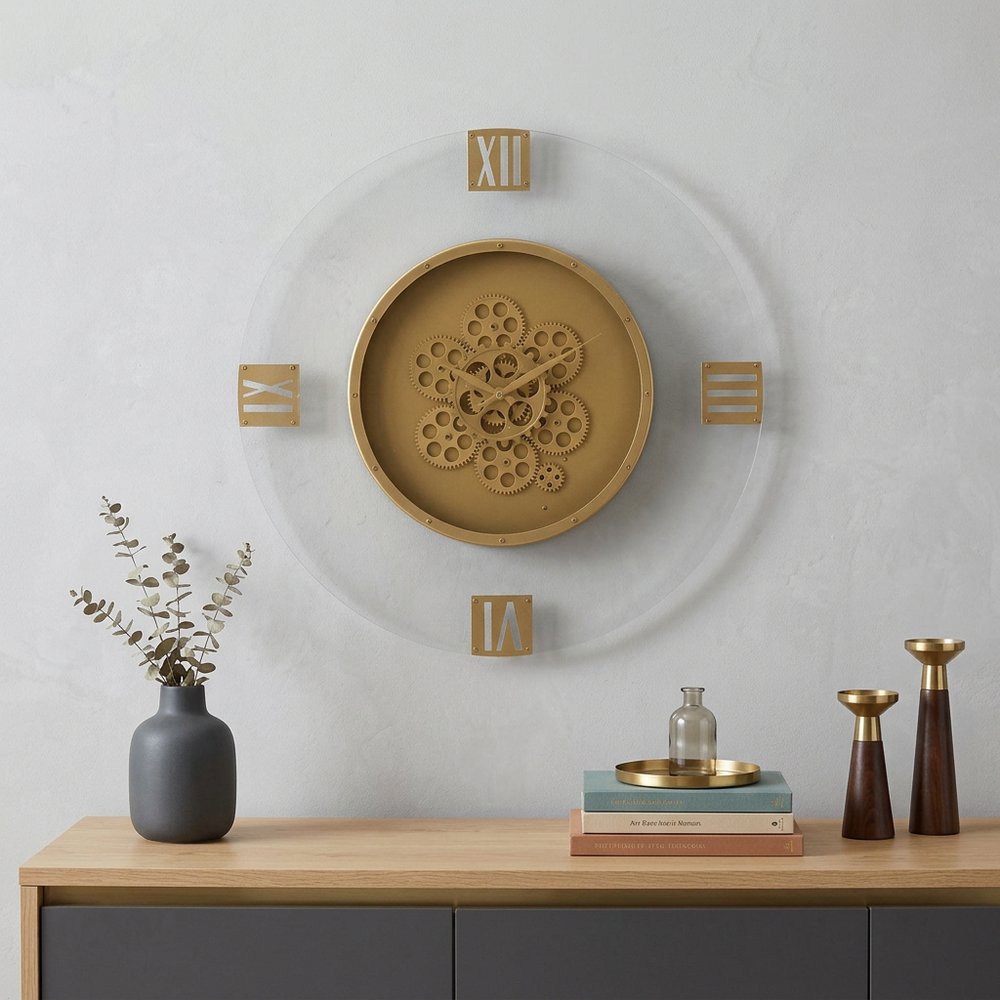 24" Circle Gold Acrylic Analog Wall Clock