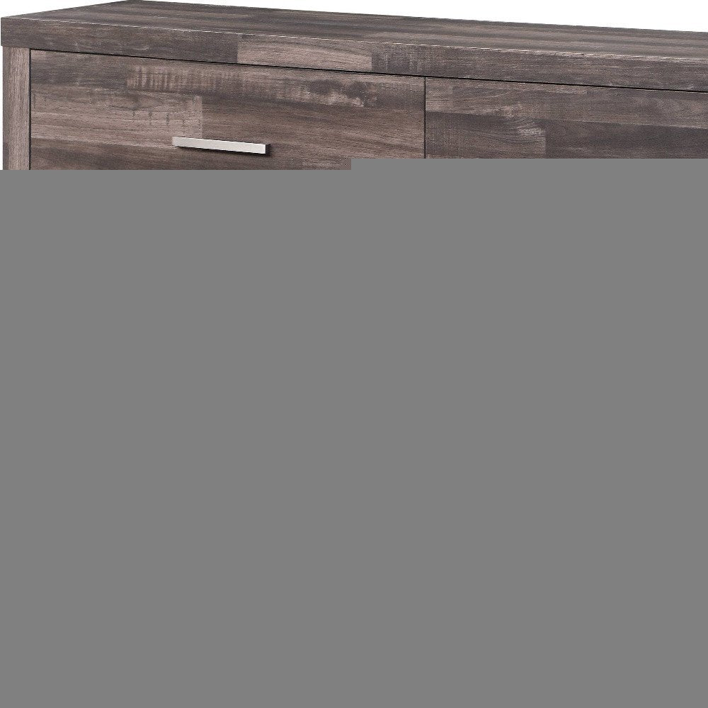 60" Dark Brown Solid and Manufactured Wood Six Drawer Double Dresser