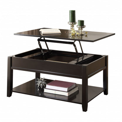 40" Black Wood Lift Top Coffee Table