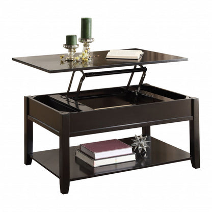 40" Black Wood Lift Top Coffee Table