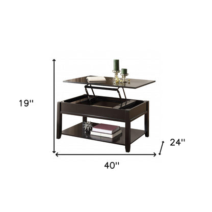 40" Black Wood Lift Top Coffee Table