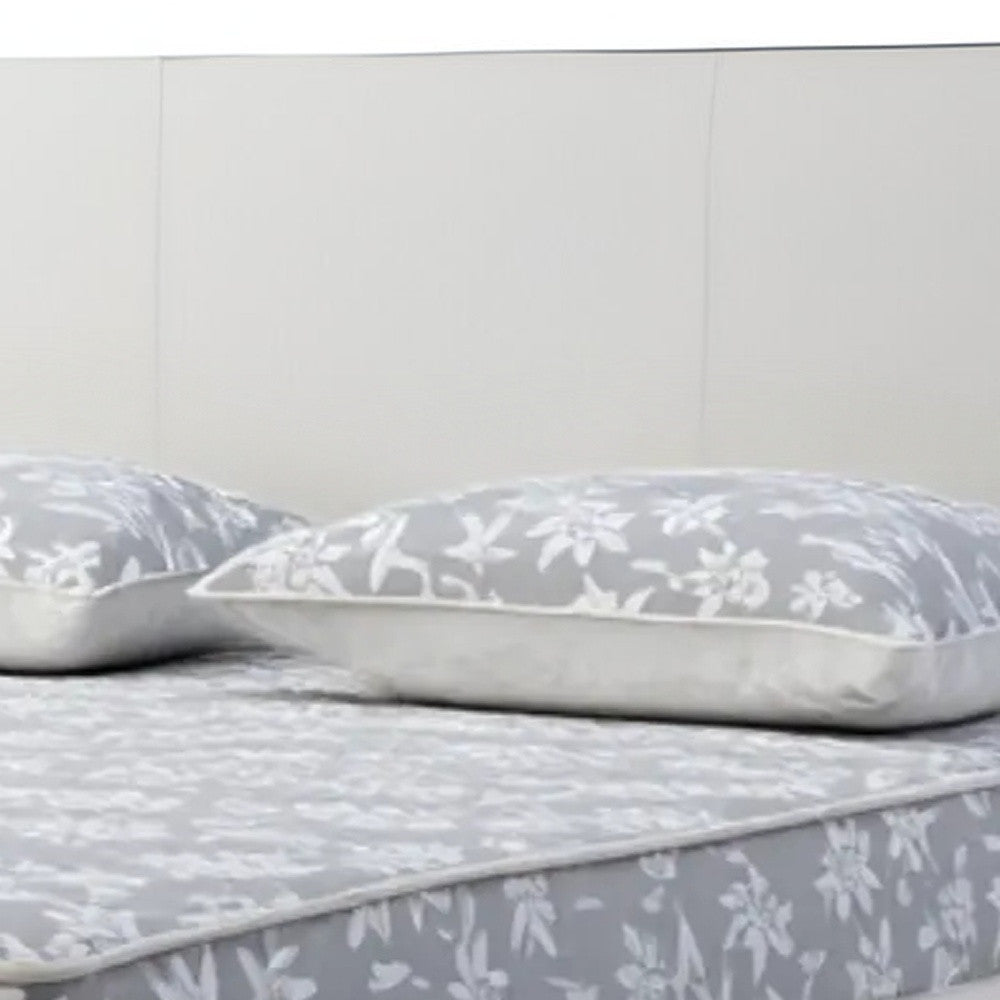 King White Upholstered Faux Leather Bed With USB