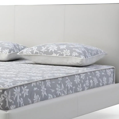 White Wood And Faux Leather King Bed Frame With USB