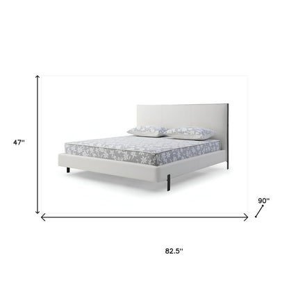 White Wood And Faux Leather King Bed Frame With USB