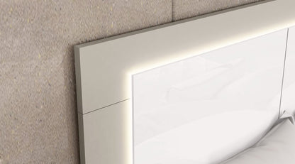 White And Taupe Wood Queen Bed Frame