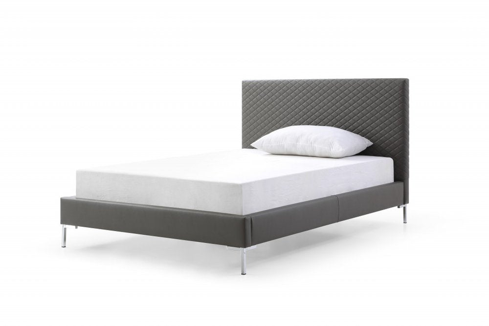Dark Gray Faux Leather Full Bed Frame