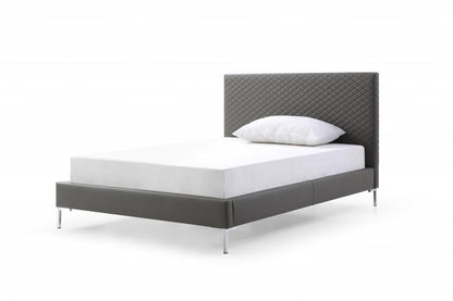Dark Gray Faux Leather Full Bed Frame
