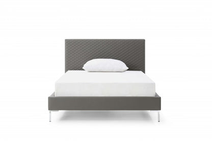 Dark Gray Faux Leather Full Bed Frame