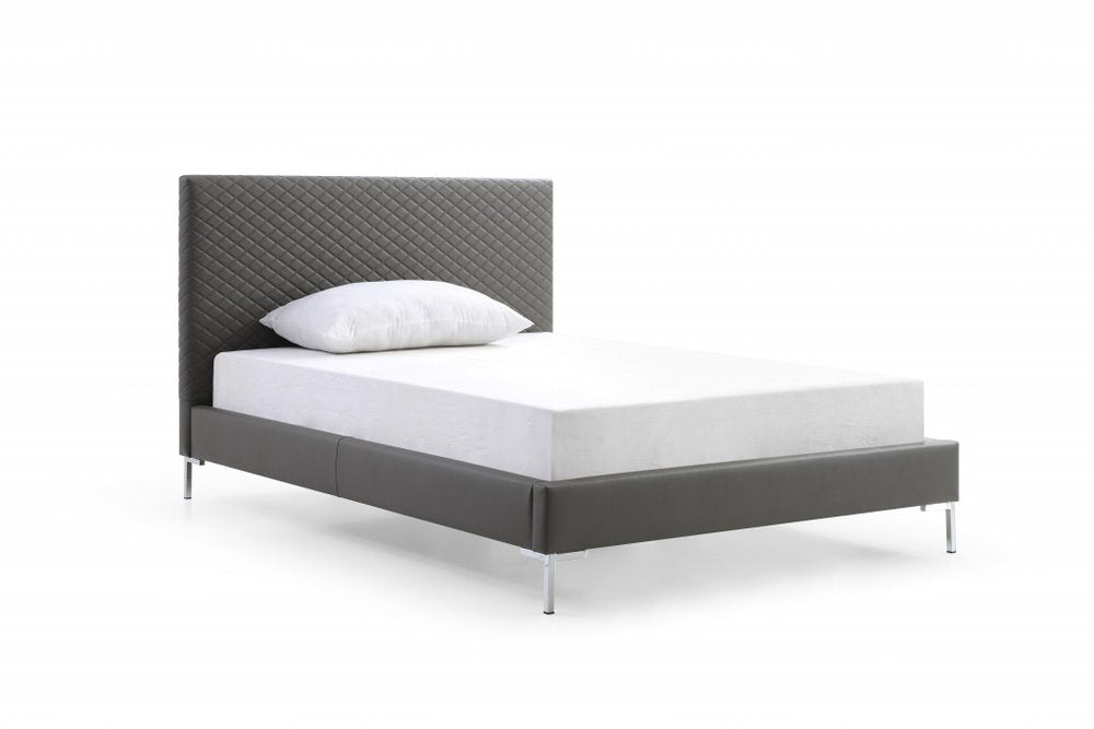 Dark Gray Faux Leather Full Bed Frame