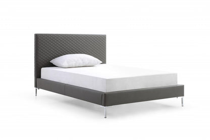 Dark Gray Faux Leather Full Bed Frame