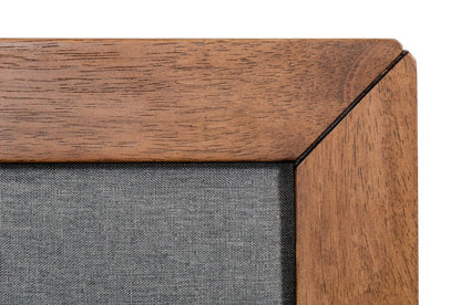 Gray and Brown Wood And Linen King Bed Frame