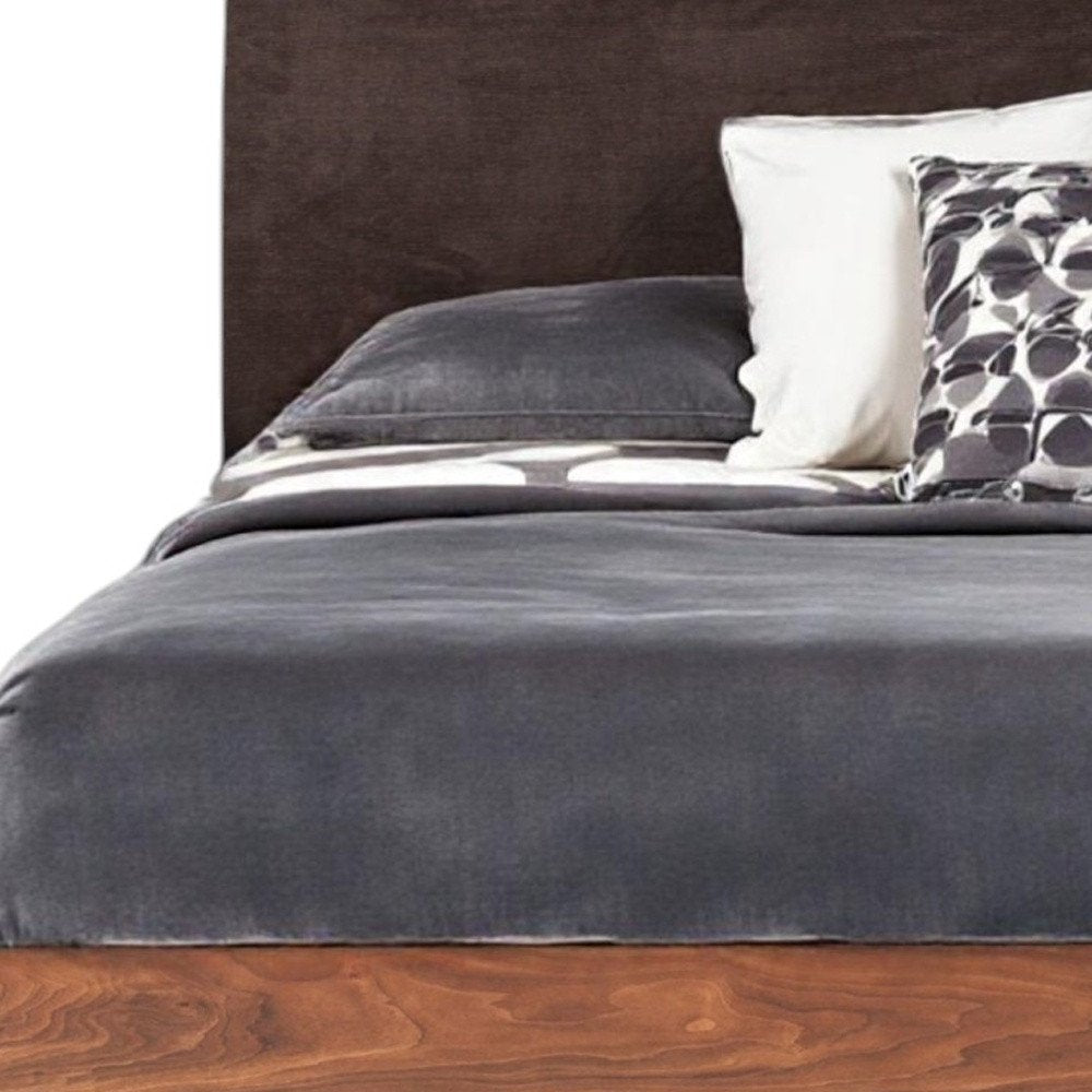 Brown Wood Upholstered King Bed Frame