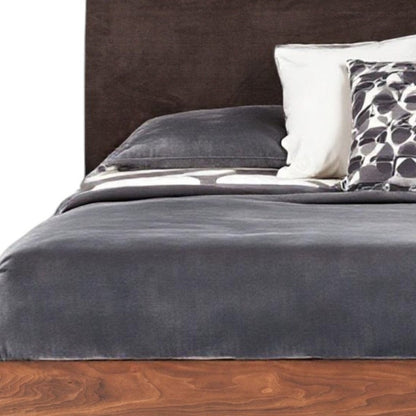 Brown Wood Upholstered King Bed Frame