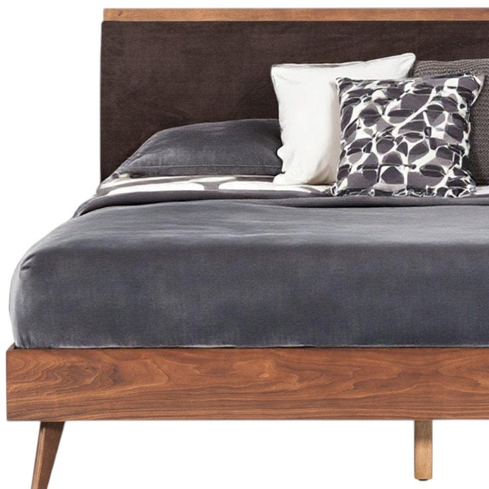 Brown Wood Upholstered King Bed Frame