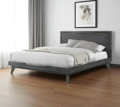 Gray Wood And Linen Queen Bed Frame