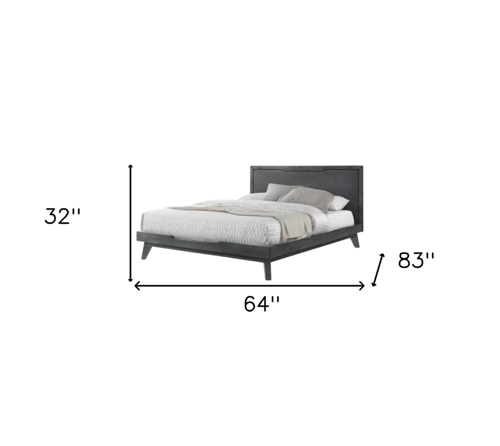 Gray Wood And Linen Queen Bed Frame