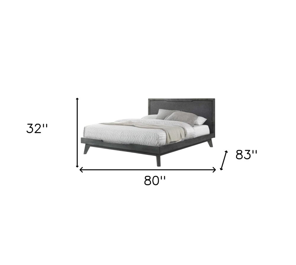 Gray Wood And Linen King Bed Frame