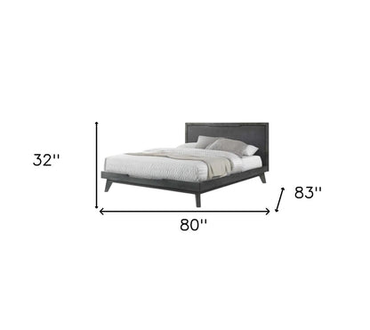 Gray Wood And Linen King Bed Frame