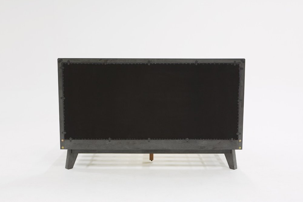 Gray Wood And Linen King Bed Frame