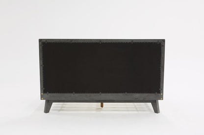 Gray Wood And Linen King Bed Frame