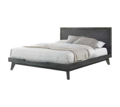 Gray Wood And Linen King Bed Frame