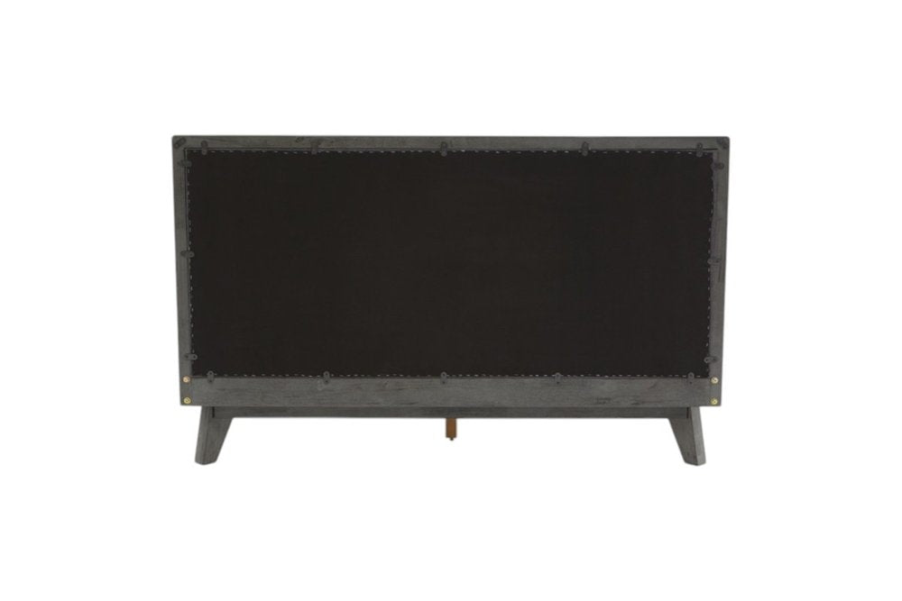 Gray Wood And Linen King Bed Frame