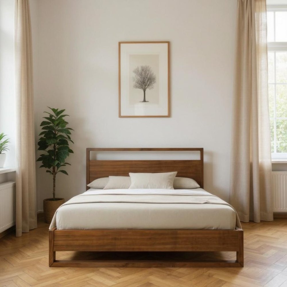 Brown Wood Queen Bed Frame