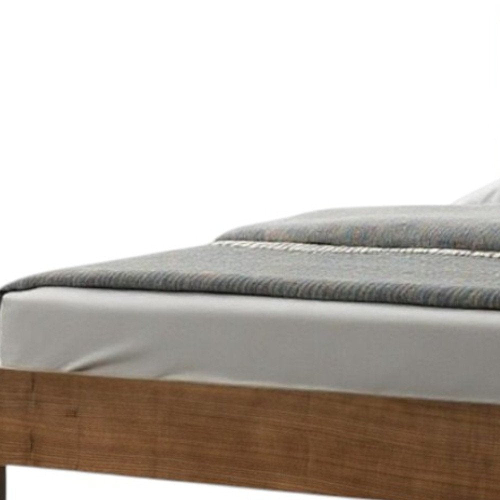 Brown and Gray Wood Tufted Upholstered Queen Bed Frame