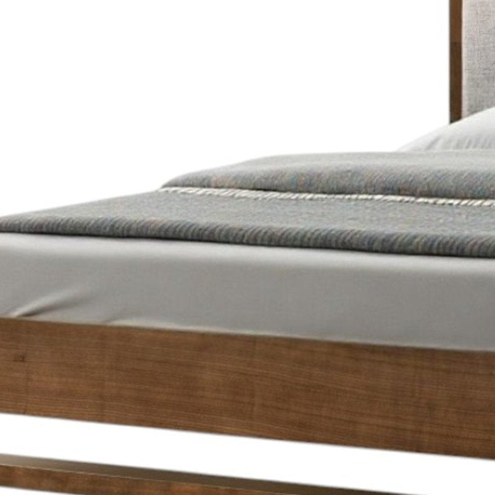 Brown and Gray Wood Tufted Upholstered King Bed Frame