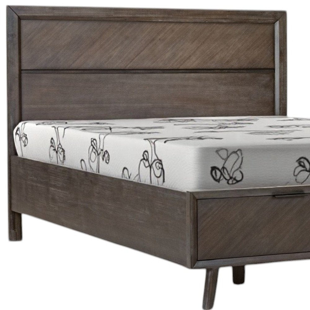 Dark Brown Solid Wood Queen With Two Drawers Bed Frame