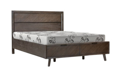 Dark Brown Solid Wood King With Two Drawers Bed Frame