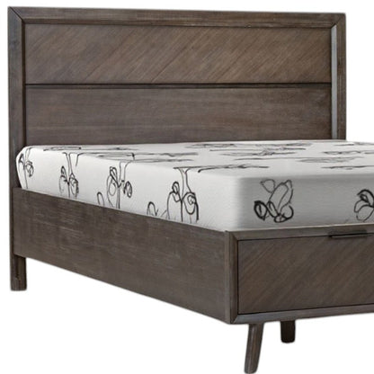 Dark Brown Solid Wood King With Two Drawers Bed Frame