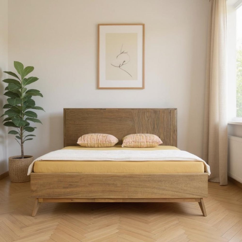 Natural Wood King Bed Frame