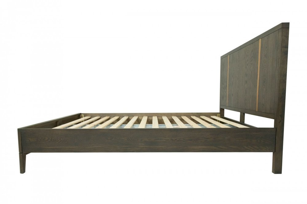 Brown and Gold Wood King Bed Frame