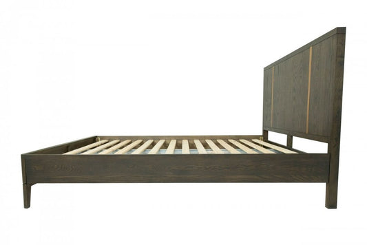 Brown and Gold Wood King Bed Frame