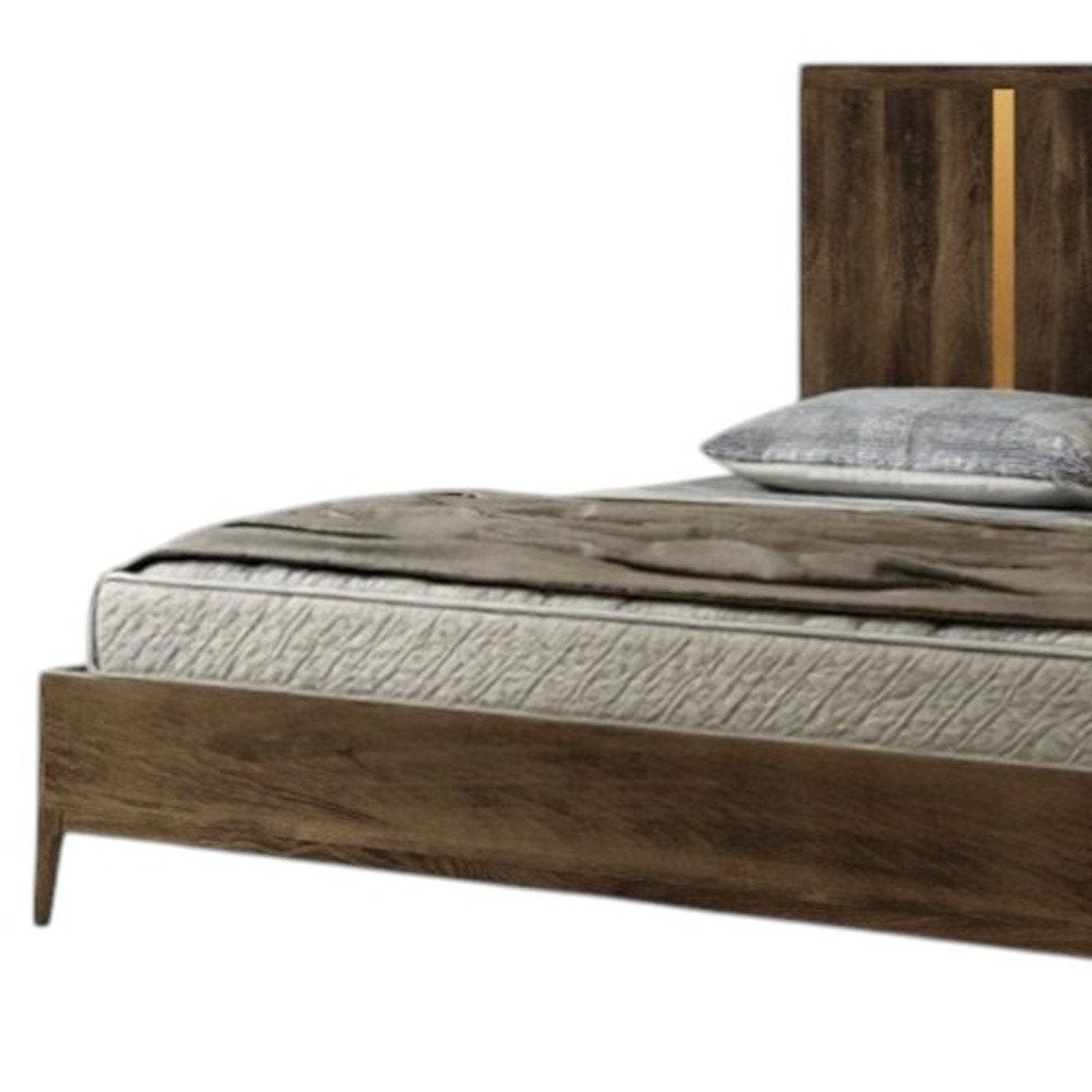 Brown and Gold Wood King Bed Frame