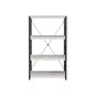43" Antiqued White And Black Metal and Wood Four Tier Etagere Bookcase