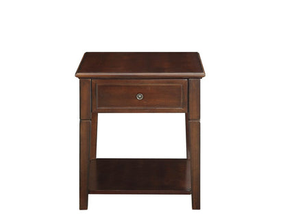 24" Brown Wood End Table With Drawer And Shelf