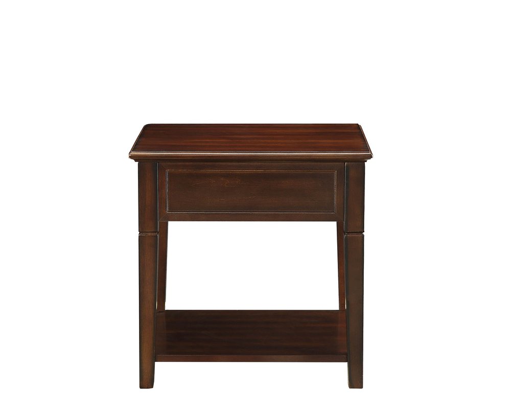 24" Brown Wood End Table With Drawer And Shelf