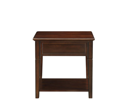24" Brown Wood End Table With Drawer And Shelf