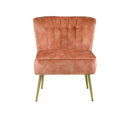 26" Burnt Orange and Brown Velvet Slipper Chair